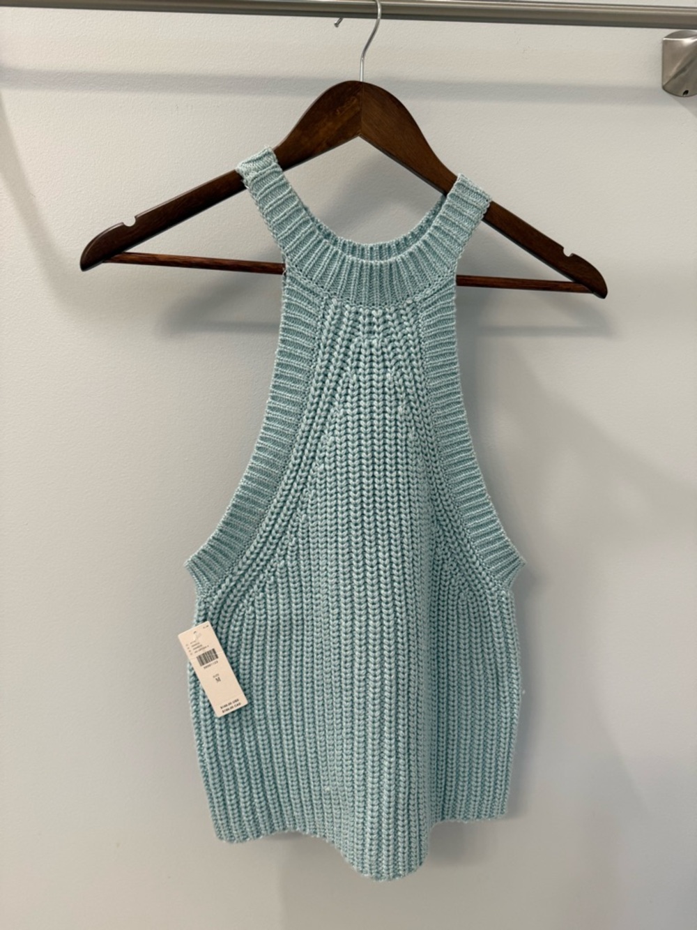 Anthropologie Light Blue Knit Halter Tank